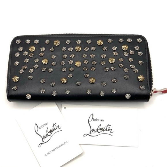 Christian Louboutin Handbags - Authentic Christian LOUBOUTIN Studded Zip Around Leather Long Wallet Black